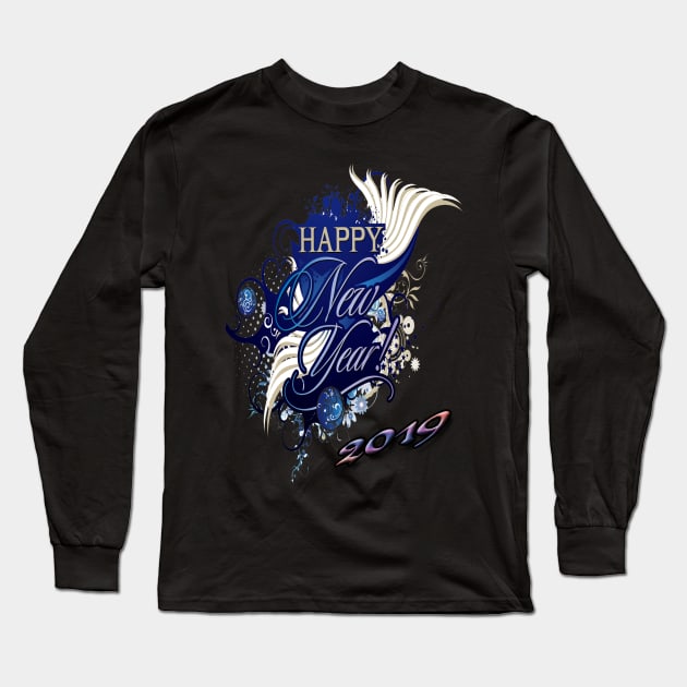 Happy new year 2019 Long Sleeve T-Shirt by Creativehub